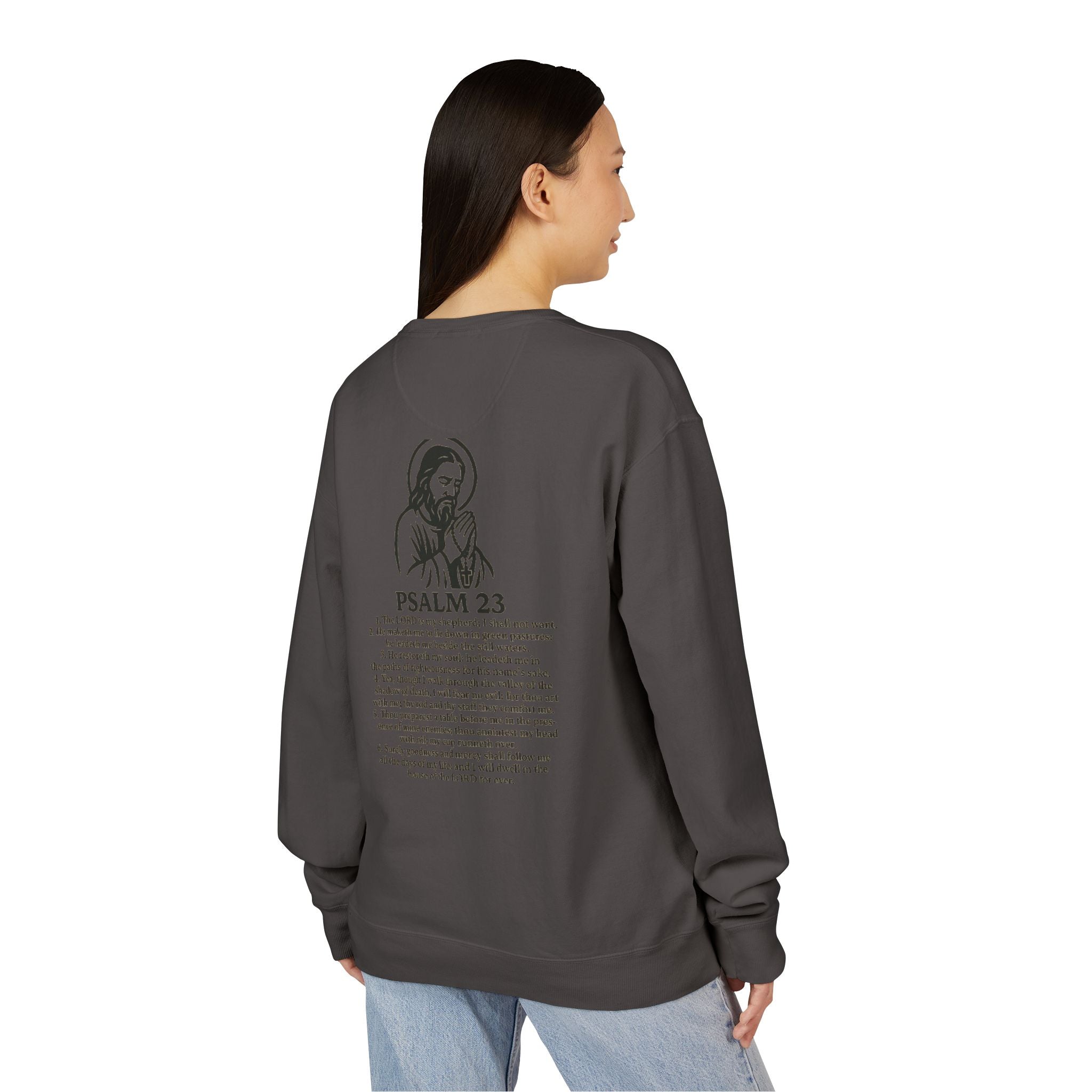 Praying to God Sweatshirt with Psalms 23 Design