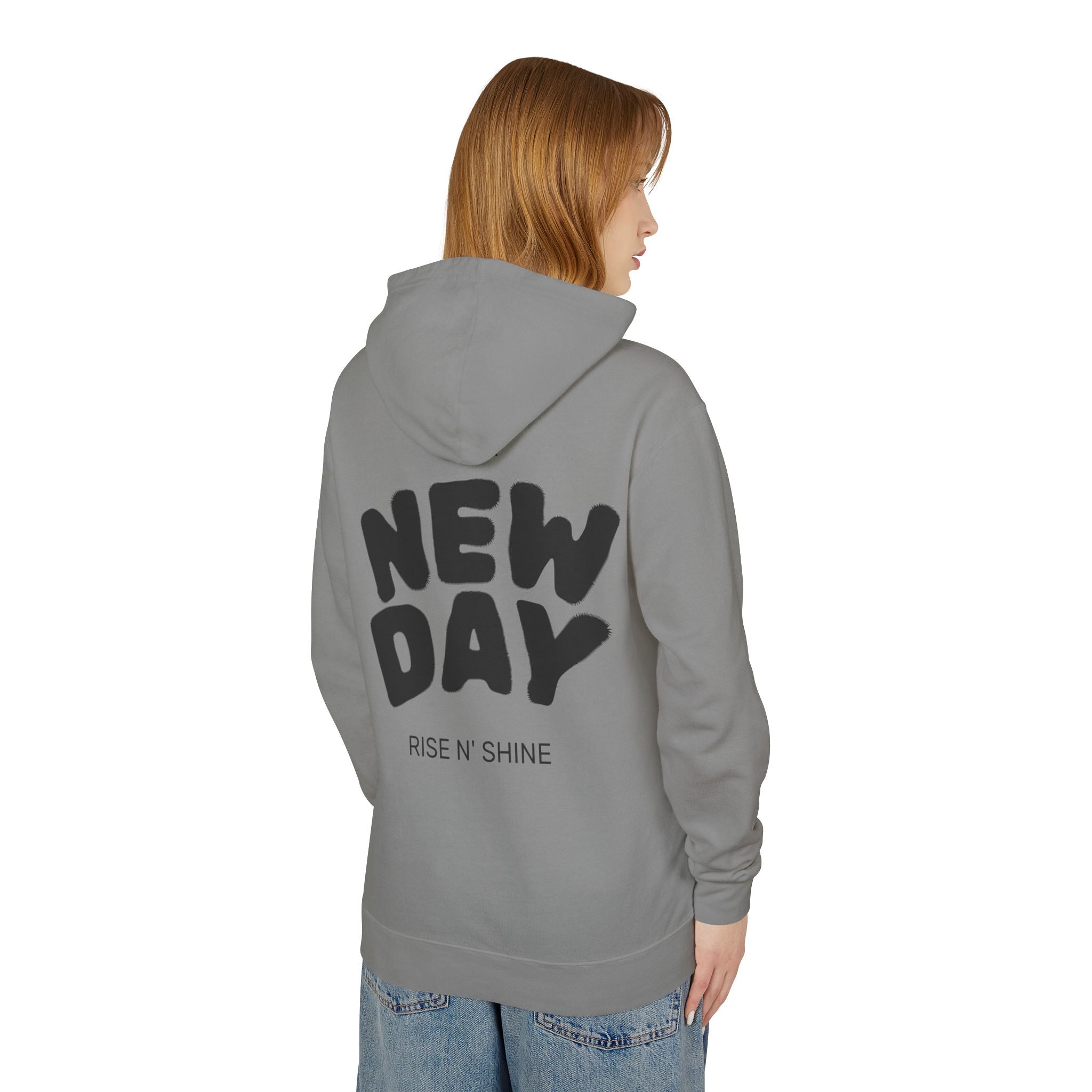 Lightweight Hooded Sweatshirt - Rise and Shine and Smile More Quote